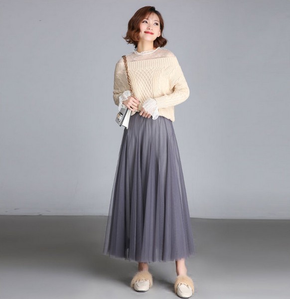 pleated maxi skirt