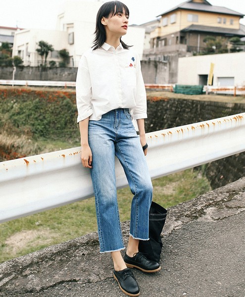 Denim Wide-Leg Pants